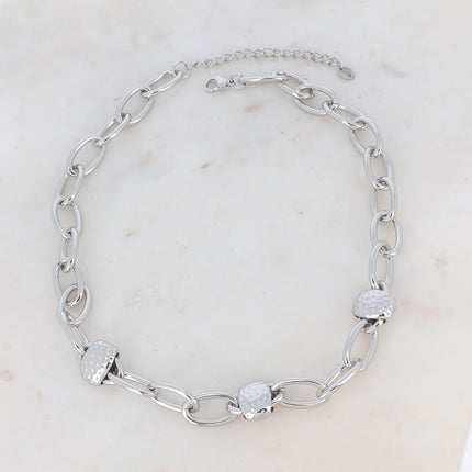 Collier Bailyne - mailles ovales, pendentif pointillé