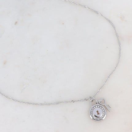 Collier - cadenas oxydes de zirconium et clef coeur