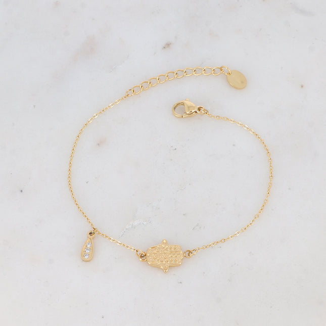 Bracelet Louiza - main de Fatma et goutte avec oxydes de zirconium