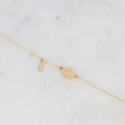 Bracelet Louiza - main de Fatma et goutte avec oxydes de zirconium