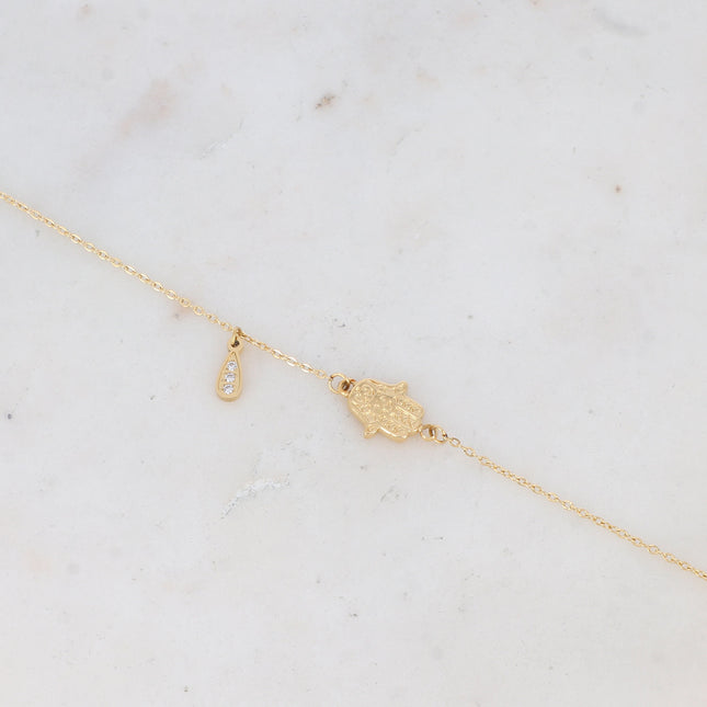 Bracelet Louiza - main de Fatma et goutte avec oxydes de zirconium