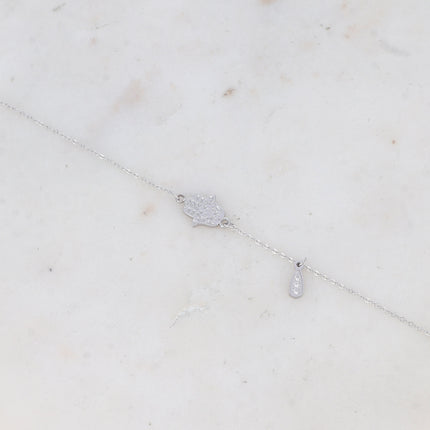 Bracelet Louiza - main de Fatma et goutte avec oxydes de zirconium