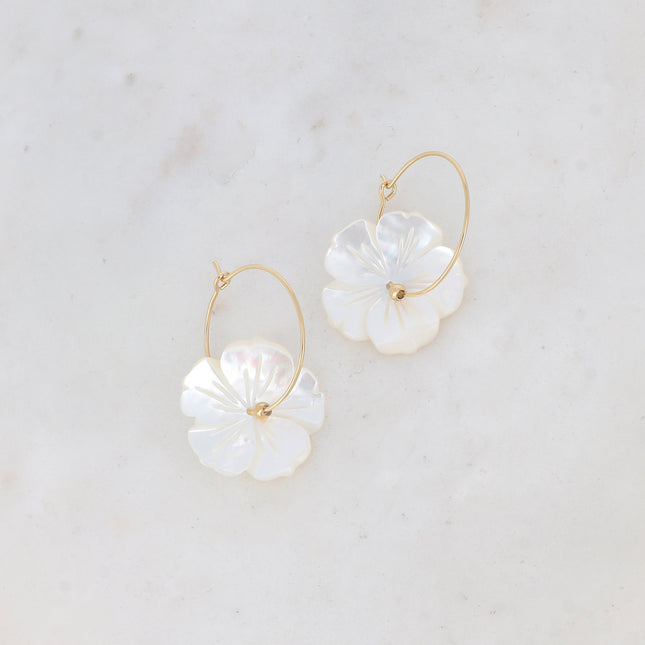 Créoles Farah - 2,5CM - fleur nacrée