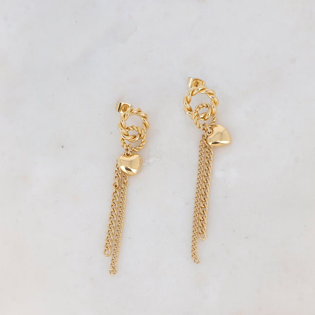 Boucles puces Caydie - coeur, anneaux torsadés et chaînes