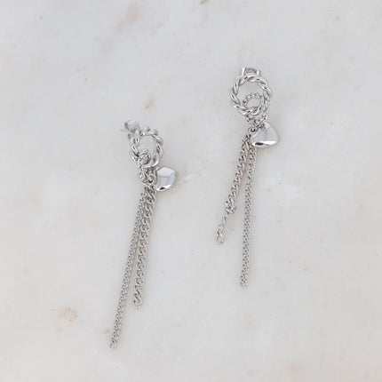 Boucles puces Caydie - coeur, anneaux torsadés et chaînes