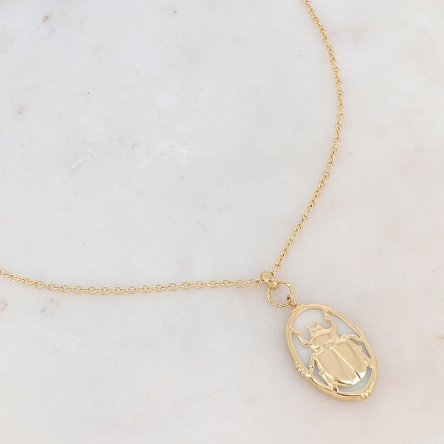 Scarab necklace - oval acetate