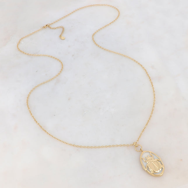 Scarab necklace - oval acetate