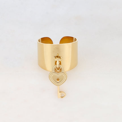 Bague Rosia - large avec clef et cadenas coeur