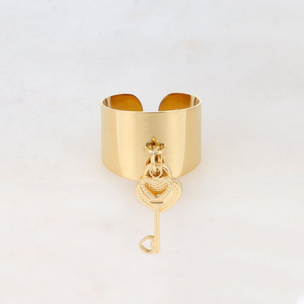 Bague Rosia - large avec clef et cadenas coeur