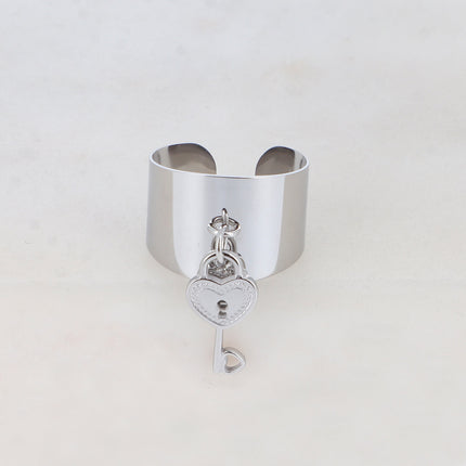 Bague Rosia - large avec clef et cadenas coeur