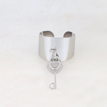 Bague Rosia - large avec clef et cadenas coeur