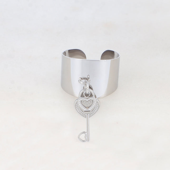 Bague Rosia - large avec clef et cadenas coeur