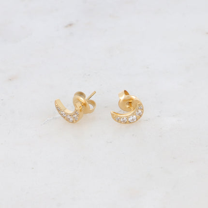 Laya stud earrings - moon and zirconium oxides