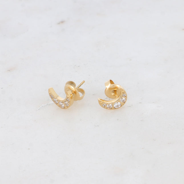 Laya stud earrings - moon and zirconium oxides