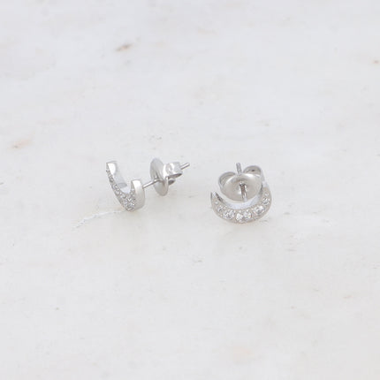 Laya stud earrings - moon and zirconium oxides