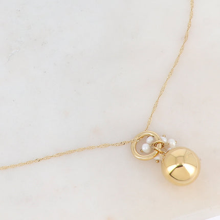 Necklace with pregnancy bola - natural stones - With bola box