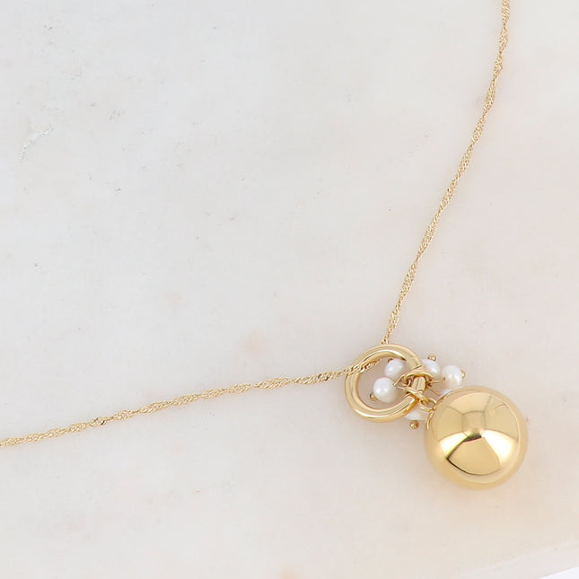Necklace with pregnancy bola - natural stones - With bola box