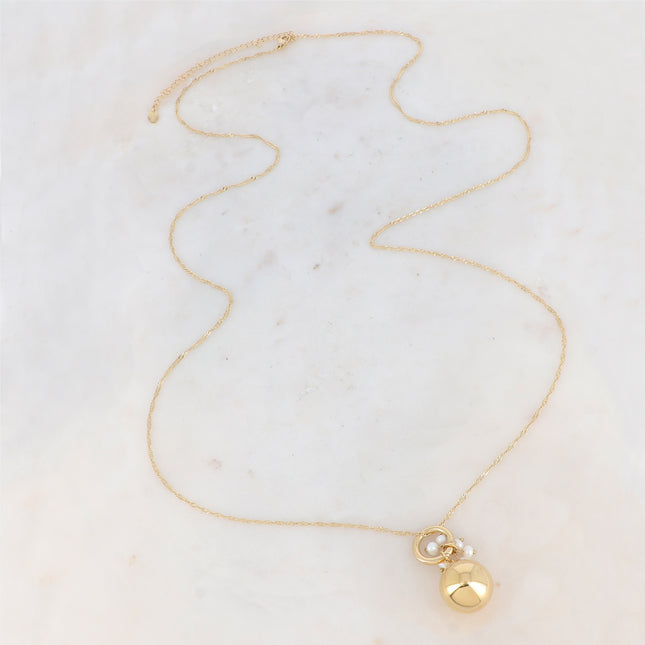 Necklace with pregnancy bola - natural stones - With bola box