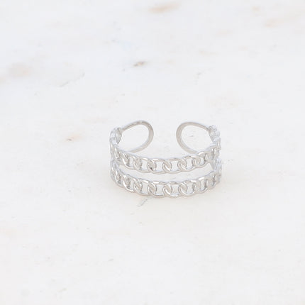 Amarine ring - double curb chain