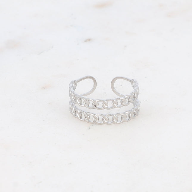 Amarine ring - double curb chain