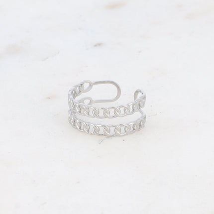 Amarine ring - double curb chain