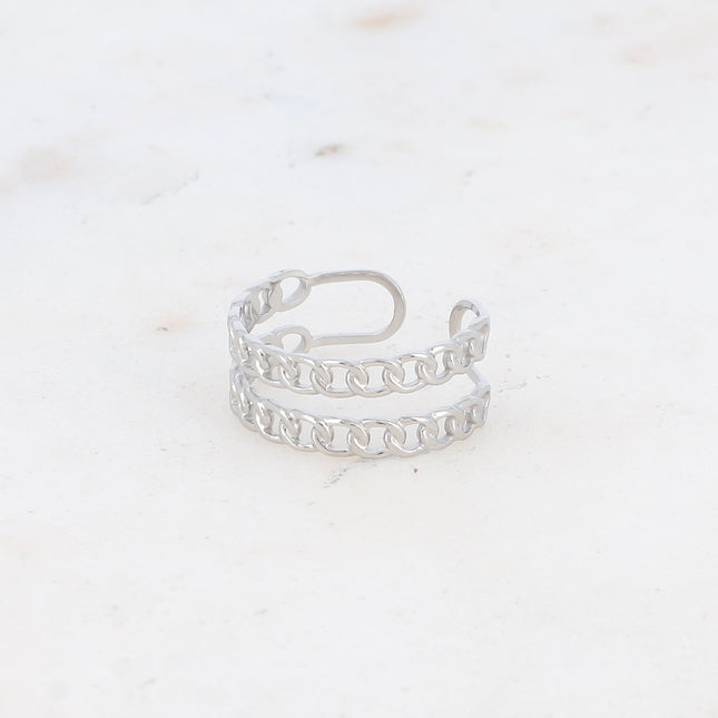 Amarine ring - double curb chain