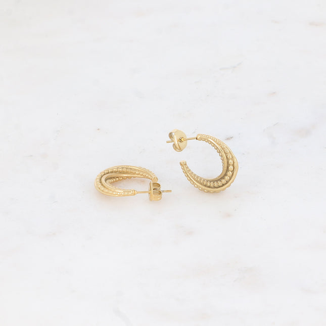 Creole earrings - round swirls and lines 2 cm