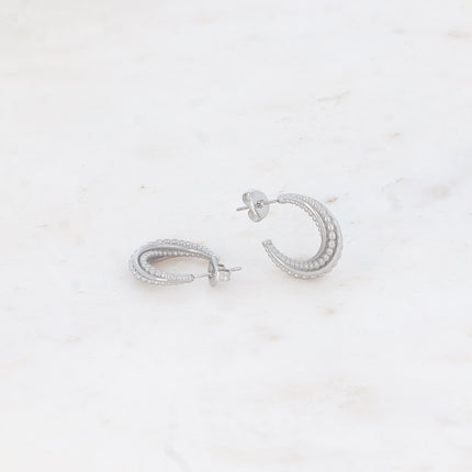 Creole earrings - round swirls and lines 2 cm