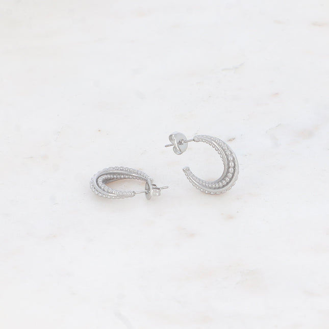 Creole earrings - round swirls and lines 2 cm