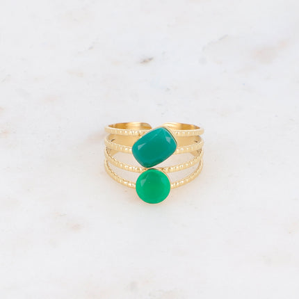 Bague Lolita - 4 rangs striés avec pierres naturelles