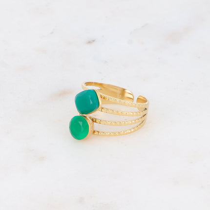 Bague Lolita - 4 rangs striés avec pierres naturelles