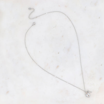 Collier Amalia - clef et cadenas coeur, oxydes de zirconium