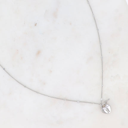 Collier - clef et cadenas coeur, oxydes de zirconium