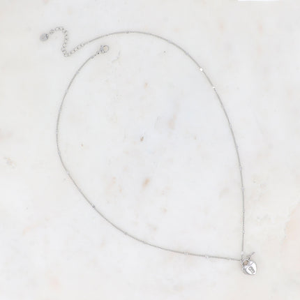 Collier - clef et cadenas coeur, oxydes de zirconium