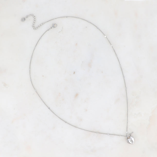 Collier - clef et cadenas coeur, oxydes de zirconium
