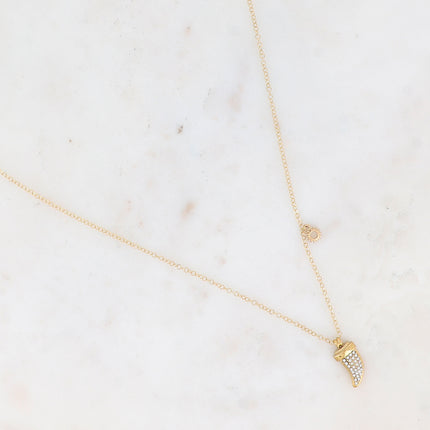 Collier Lizia - corne avec oxydes de zirconium et soleil ajouré