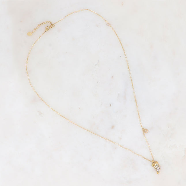 Collier Lizia - corne avec oxydes de zirconium et soleil ajouré