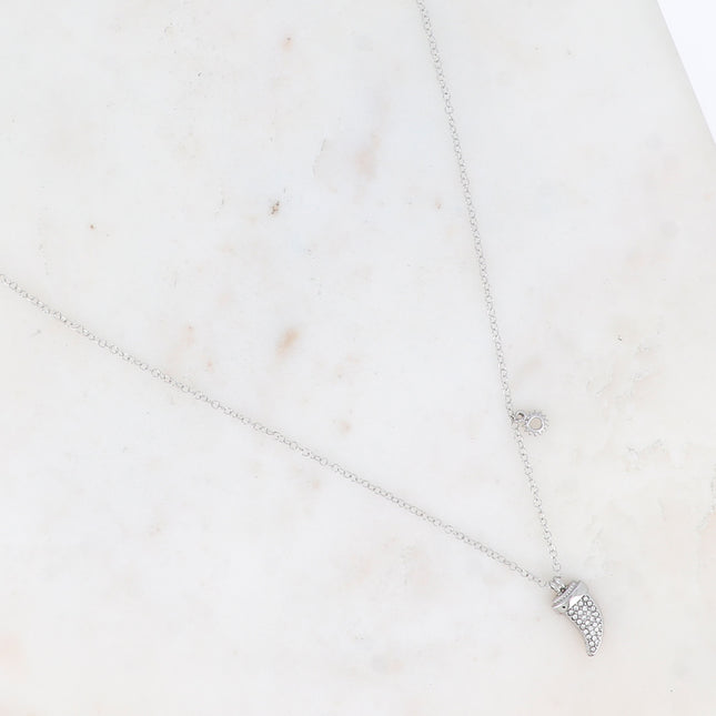 Collier Lizia - corne avec oxydes de zirconium et soleil ajouré