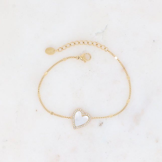 Bracelet - enameled heart and cubic zirconia