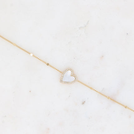 Bracelet - coeur émaillé et oxydes de zirconium