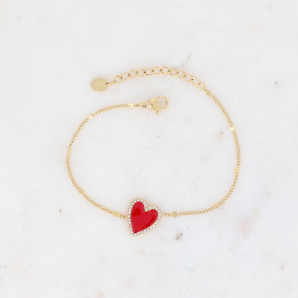 Bracelet - coeur émaillé et oxydes de zirconium