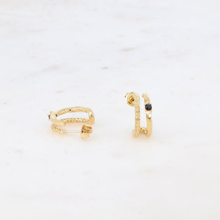 Caitríona hoops - double ring and cubic zirconia/resin pearls