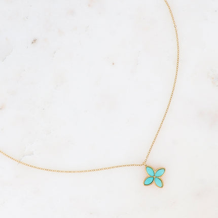 Collier Gwendoline - trèfle et pierre naturelle