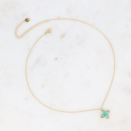 Collier Gwendoline - trèfle et pierre naturelle