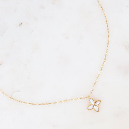 Collier Gwendoline - trèfle et pierre naturelle