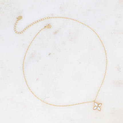 Collier Gwendoline - trèfle et pierre naturelle