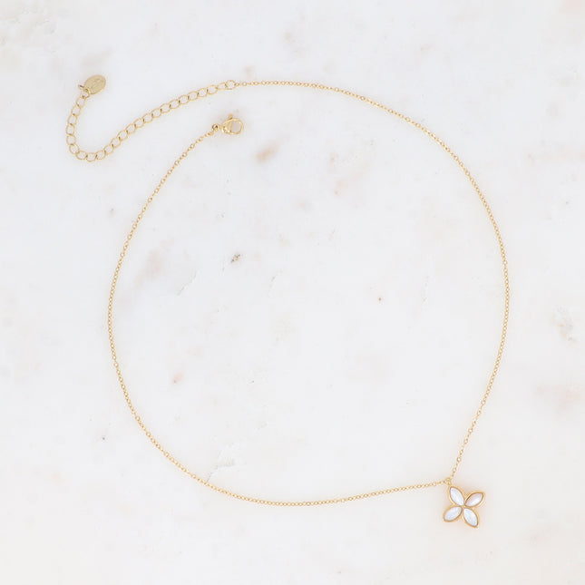 Collier Gwendoline - trèfle et pierre naturelle