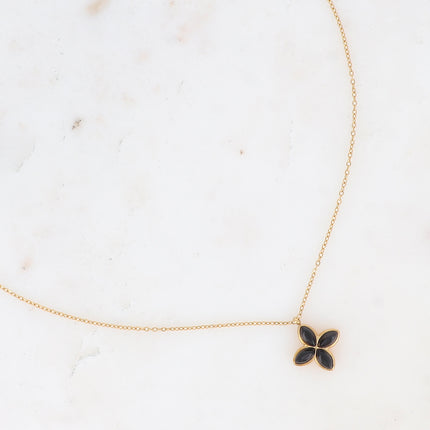 Collier Gwendoline - trèfle et pierre naturelle