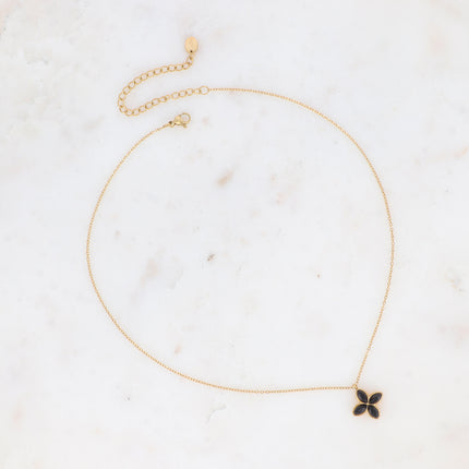 Collier Gwendoline - trèfle et pierre naturelle