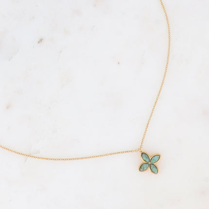 Collier Gwendoline - trèfle et pierre naturelle